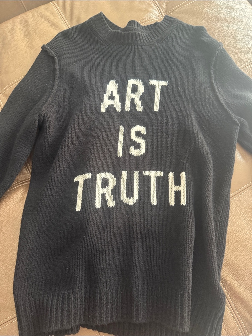 Zadig & Voltaire Black Sweater with White 'ART IS TRUTH' Text